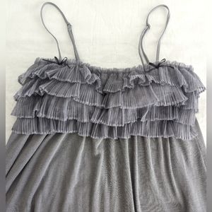 USED gelato pique PADDED CAMISOLE pink spaghetti top tulle frills grey